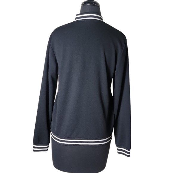 Izod zip up black white stripes x-tra dry varsity bomber jacket size small - Picture 2 of 6